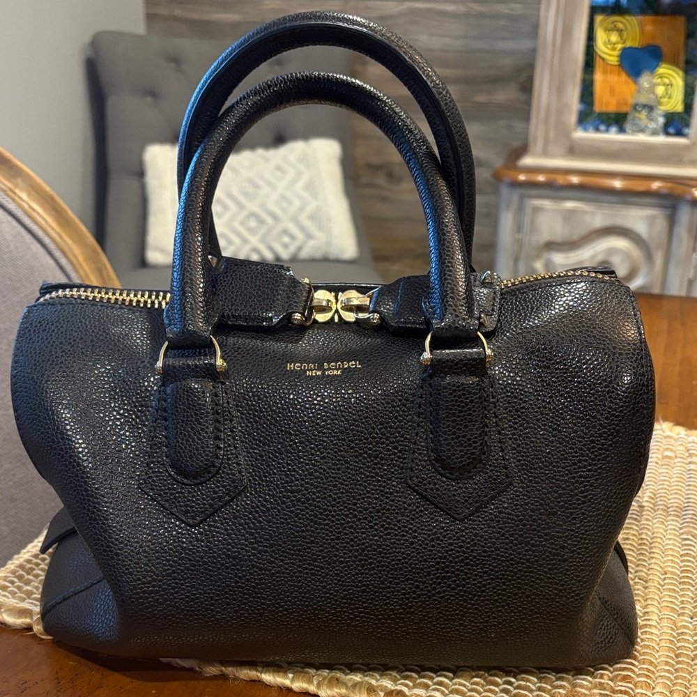 Henri Bendel Black Textured Satchel